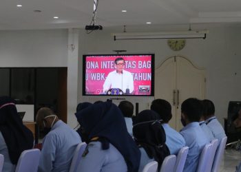 Kemenkumham Kepri pada saat melakukan apel secara virtual bersama Menkumham, f : ist