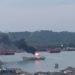 Kapal Barang milik M. Yatir terbakar di laut Rimba Jaya, Tanjungpinang, f : ist