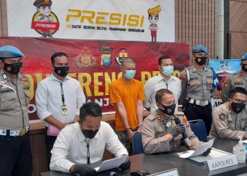 Kepolisian Resort Tanjungpinang saat menggelar Konferensi Pers terkait pelaku predator anak dibawah umur, f : Alam/detak.media