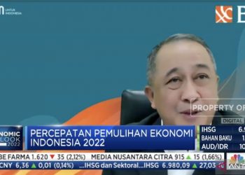 Tangkapan layar Direktur Utama PT Bank Negara Indonesia (Persero) Tbk dalam Indonesia​​​​​​​ Economic Outlook yang disiarkan CNBC Indonesia, Selasa (22/3/2022). (ANTARA/Kuntum Riswan)