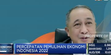 Tangkapan layar Direktur Utama PT Bank Negara Indonesia (Persero) Tbk dalam Indonesia​​​​​​​ Economic Outlook yang disiarkan CNBC Indonesia, Selasa (22/3/2022). (ANTARA/Kuntum Riswan)