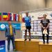 Ester Nurumi Tri Wardoyo (dua kanan) tampil sebagai juara setelah mengalahkan Tasya Farahnailah di babak final tunggal putri Alpes International U-19 di Voiron, Prancis, Minggu (10/4/2022).HO/PP PBSI