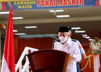 Wakil Presiden (Wapres) Ma'ruf Amin memberikan sambutan pada Peresmian Pasar Rakyat Pariaman, Sumatera Barat. ANTARA/Diskominfo Pariaman