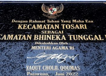 Prasasti Peresmian Tosari sebagai Kecamatan Bhineka Tunggal Ika, foto : ist