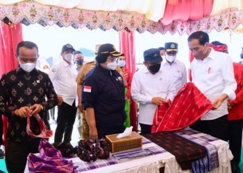 Presiden Jokowi tinjau pameran UMKM di Wakatobi, Kamis (09/06/2022). (Foto : BPMI Setpres/Muchlis Jr)