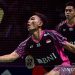 Fajar Alfian (kiri) dan Muhammad Rian Ardianto yang menjadi salah satu wakil Indonesia dalam perempat final Malaysia Open 2022 di Axiata Arena, Kuala Lumpur, Jumat (1/7/2022). ANTARA FOTO/Sigid Kurniawan/wsj.