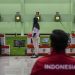 Petembak Indonesia Arista Perdana (tengah), Petembak Thailand Natsara Champalat (kiri) dan Petembak Singapura Xiu Hong Teh membidik sasaran dalam final nomor 10 meter Air Pistol Women pada ajang ISSF Grand Prix Rifle/Pistol di Lapangan Tembak Senayan, Jakarta, Jumat (11/2/2022). . ANTARA FOTO/Galih Pradipta/rwa.