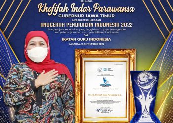 Gubernur Jawa Timur Khofifah Indar Parawansa meraih penghargaan Anugerah Pendidikan Indonesia (API) Ikatan Guru Indonesia (IGI) tahun 2022.