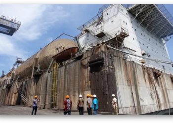 Kapal penyimpanan terapung (floating storage offloading/FSO) Ardjuna Sakti. ANTARA/HO-Humas Kementerian ESDM