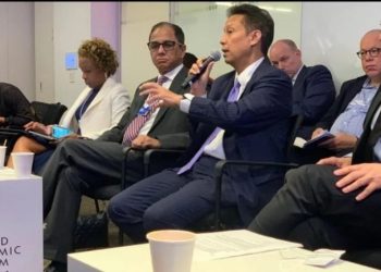 Menteri Kesehatan RI Budi Gunadi Sadikin saat menjadi salah satu pembicara di pertemuan World Economic Forum (WEF) terkait Distributed Vaccine Manufacturing Collaborative di New York, Rabu (21/9/2022). ANTARA/HO-Kemenkes.