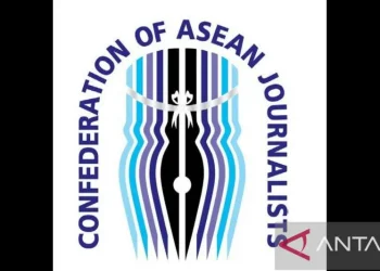 Logo Confederation of ASEAN Journalist (CAJ) atau Konfederasi Wartawan ASEAN. ANTARA/HO-Humas PWI