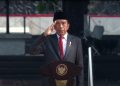 Presiden RI Joko Widodo (Jokowi) saat menjadi inspektur upacara parade senja dan penurunan bendera merah putih, di Lapangan Bela Negara, Kementerian Pertahanan (Kemhan), Jakarta, Selasa (04/10/2022) petang, foto : ist