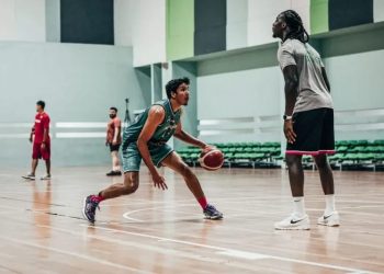 Pemain timnas basket Indonesia Ali Bagir Al Haddar saat menjalani latihan di GBK Arena Jakarta. ANTARA/HO/Perbasi-Ariya