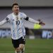 Pemain Argentina Lionel Messi melalukan selebrasi setelah mencetak gol saat menghadapi Bolivia pada kualifikasi Piala Dunia 2022 Qatar di Monumental Stadium, Buenos Aires pada 9 September 2021. (AFP/JUAN IGNACIO RONCORONI)