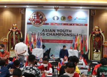 Suasana pertandingan nomor catur cepat pada Asian Youth Chess Championships (AYCC) 2022 di Grand Inna Kuta, Bali, Senin (17/10/2022). ANTARA/HO-PB Percasi.