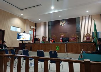 Suasana Sidang Tuntutan Terdakwa Teddy Layanto di Pengadilan Negeri (PN) Tanjungpinang, foto : Mael/detak.media