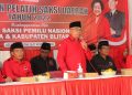 Ketua DPC PDI Perjuangan Kabupaten Blitar, berikan semangat di pelatihan pelatih saksi Pemilu 2024, foto|: Dani ES/detak.media