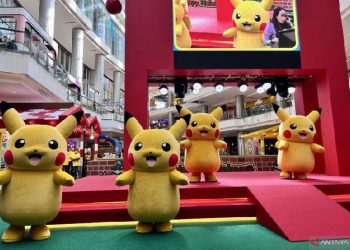 Tarian para Pikachu di Pokemon Festival Jakarta 2022, Pantai Indah Kapuk, Jakarta Utara, Kamis, 8 Desember 2022. (ANTARA/Nanien Yuniar)