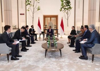 Presiden Jokowi melaksanakan pertemuan dengan Ketua Majelis Nasional Korsel, Kim Jin-pyo, di Pangkalan TNI AU Halim Perdanakusuma, Jakarta, Rabu (18/01/2023) sore. (Foto: BPMI Setpres/Lukas)