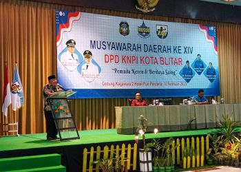 Walikota Blitar saat berikan sambutan di Musda KNPI Kota Blitar, foto: Dani ES/detak.media