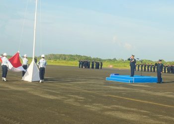 Suasana upacara peringatan Hari Lahir Pancasila, Lanud Raden Sadjad, Natuna (foto : ist)