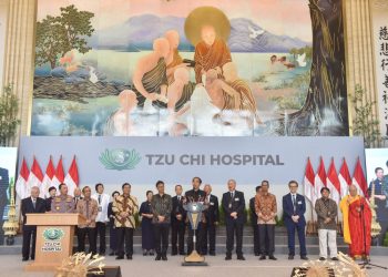 Presiden Jokowi meresmikan Tzu Chi Hospital, di PIK, Jakarta, Rabu (14/06/2023) siang. (Foto: Humas Setkab/Jay)