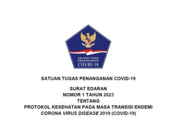 Surat Edaran (SE) Nomor 1 Tahun 2023 tentang Protokol Kesehatan pada Masa Transisi Endemi Corona Virus Disease 2019 (COVID-19), foto: ist/setkab.go.id.