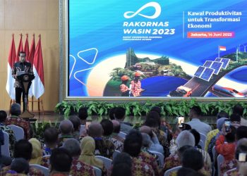 Presiden Jokowi membuka Rakornas Pengawasan Intern Tahun 2023, Rabu (14/06/2023), di Jakarta. (Foto: Humas Setkab/Rahmat)