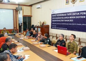 Rapat koordinasi pemutakhiran data kemiskinan ekstrem dengan seluruh OPD di Kabupaten Blitar, foto: Dani ES/detak.media