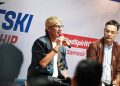 Menparekraf Sandiaga Salahuddin Uno dalam konferensi pers Aquabike Danau Toba 2023 di Kantor Kemenkomarves, Jakarta Pusat, Selasa (31/10/2023)