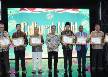 Kepala Balitbang Diklat Kemenag Suyitno (tengah) bersama dengan para penerima Moderasi Beragama Award 2023, foto: ist/kemenag.go.id