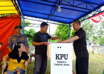 Pemilih saat Menyalurkan Suara saat PSU di TPS 037 Kelurahan Pinang Kencana, foto: Mael/detak.media