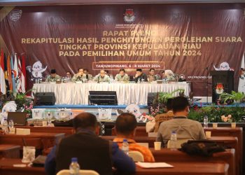 Proses Rekapitulasi Perolehan Suara Tingkat Provinsi Kepri di Tanjungpinang, foto: Mael/detak.media