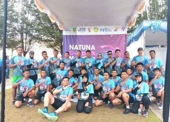 Foto Komandan Lanud RSA bersama personil Lanud, seusai mengikuti ajang Geopark Marathon yang digelar oleh Pemda Natuna (foto : Dok. RSA)