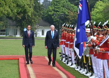 Presiden Jokowi menerima kunjungan resmi Gubernur Jenderal Australia David Hurley, di Istana Kepresidenan Bogor, Jawa Barat, Jumat (17/05/2024) pagi. (Foto: Humas Setkab/Oji)