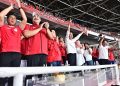 Presiden Jokowi menyaksikan pertandingan yang digelar di Stadion Utama Gelora Bung Karno, Jakarta, pada Selasa (11/06/2024). (Foto: BPMI Setpres)