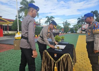 Kapolresta Tanjungpinang saat Menerima 64 Siswa SPN yang Latihan Kerja Diktuba, foto: Mael/detak.media