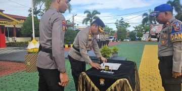 Kapolresta Tanjungpinang saat Menerima 64 Siswa SPN yang Latihan Kerja Diktuba, foto: Mael/detak.media