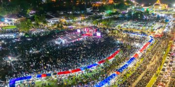 Gebyar Merah Putih Pilkada Damai Provinsi Kepri di pelataran Tugu Sirih Gurindam XII Gedung Daerah Tanjungpinang, foto: ist/detak.media