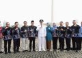 Syauqul Muhibbin bersama kepala OPD pendamping di pelantikan kepala daerah serentak, Kamis (20/2/2025).