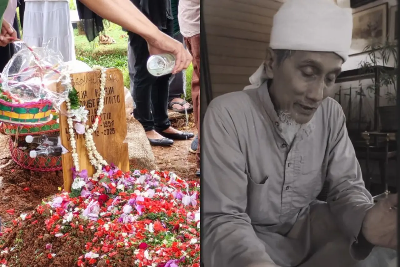 Pemakaman Yaya Moektio di TPU Jeruk Purut, Jakarta Selatan, Senin (8/12/2025).