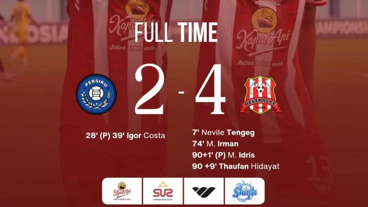 Persiku Kudus Kalah 2-4 dari Deltras FC, Drama 6 Gol di Kandang Ancaman Degradasi Kian Nyata