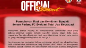 Semen Padang FC Minta Maaf dan Evaluasi Total Usai Degradasi ke Liga 2