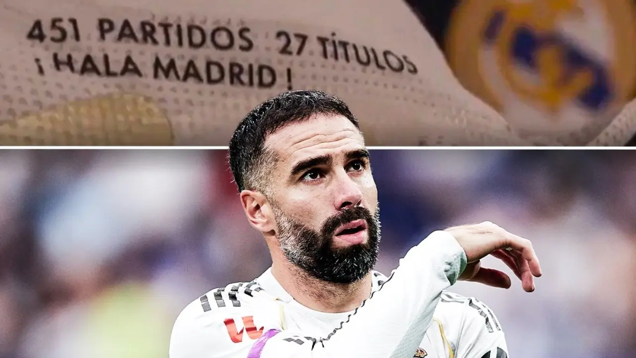 Dani Carvajal Tutup Karier Di Real Madrid Dengan Memakai Sepatu Khusus Bertuliskan 451 Laga Dan 27 Gelar