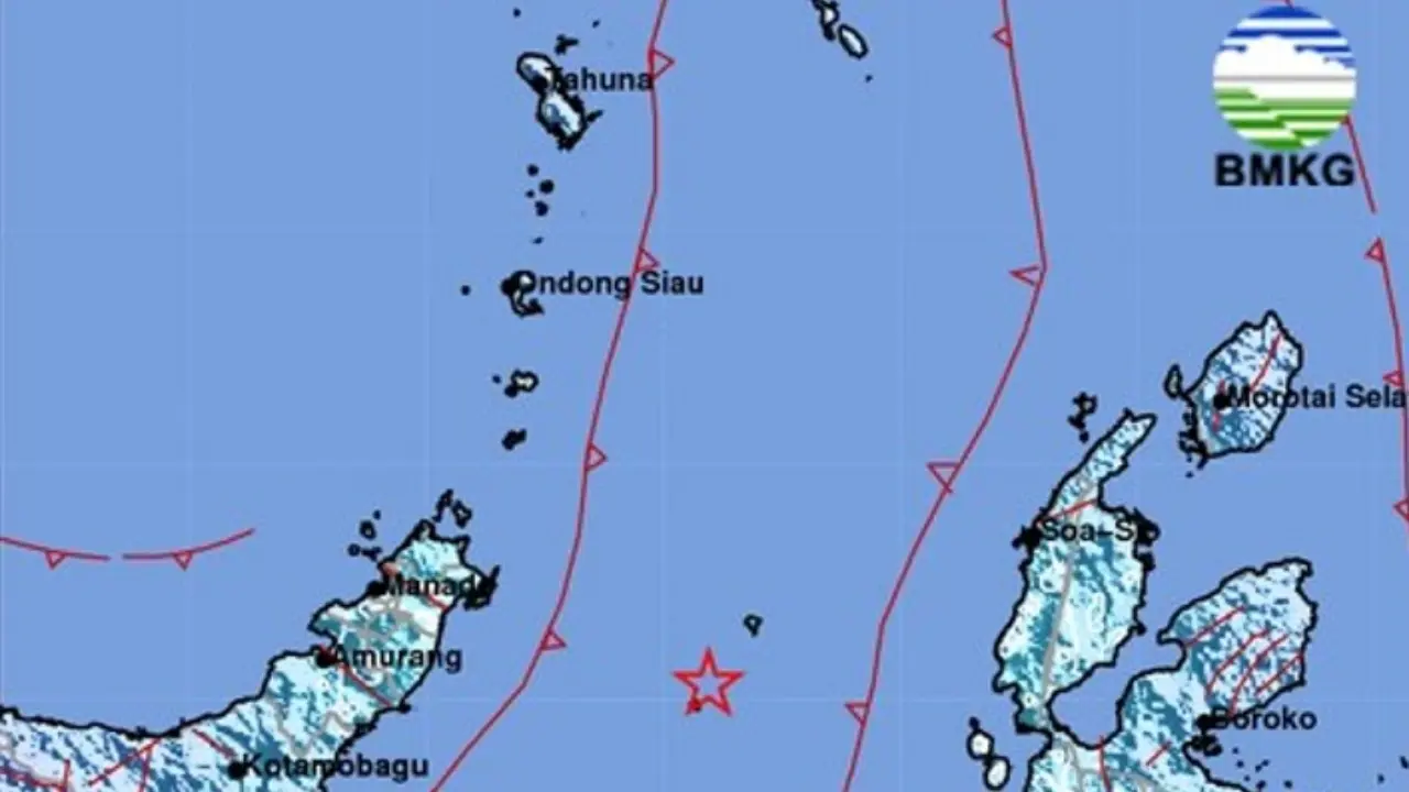Gempa M 5 7 Guncang Tenggara Bitung Sulawesi Utara
