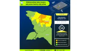 Prakiraan Cuaca Papua Selatan, 5 Mei 2026: Sejumlah Wilayah Berpotensi Hujan Sedang Hingga Lebat Disertai Petir dan Angin Kencang