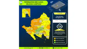 Prakiraan Cuaca Lampung, 4 Mei 2026: Sejumlah Wilayah Berpotensi Hujan Sedang Hingga Lebat Disertai Petir dan Angin Kencang