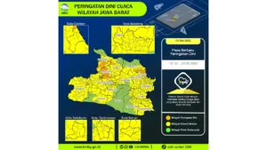 Prakiraan Cuaca Jabar, 4 Mei 2026: Sejumlah Wilayah Berpotensi Hujan Sedang Hingga Lebat Disertai Petir dan Angin Kencang