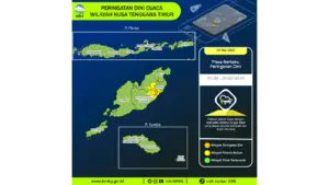 Prakiraan Cuaca Nusa Tenggara Timur, 4 Mei 2026: Sejumlah Wilayah Berpotensi Hujan Sedang Hingga Lebat Disertai Petir dan Angin Kencang