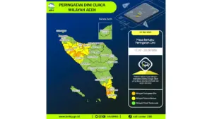 Prakiraan Cuaca Aceh, 4 Mei 2026: Sejumlah Wilayah Berpotensi Hujan Sedang Hingga Lebat Disertai Kilat/petir dan Angin Kencang